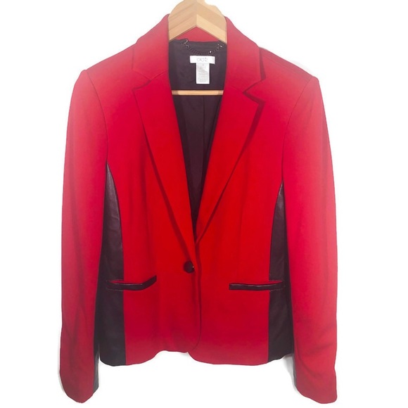 Cache Jackets & Blazers - Cache Red Blazer with Black Faux Leather Trim